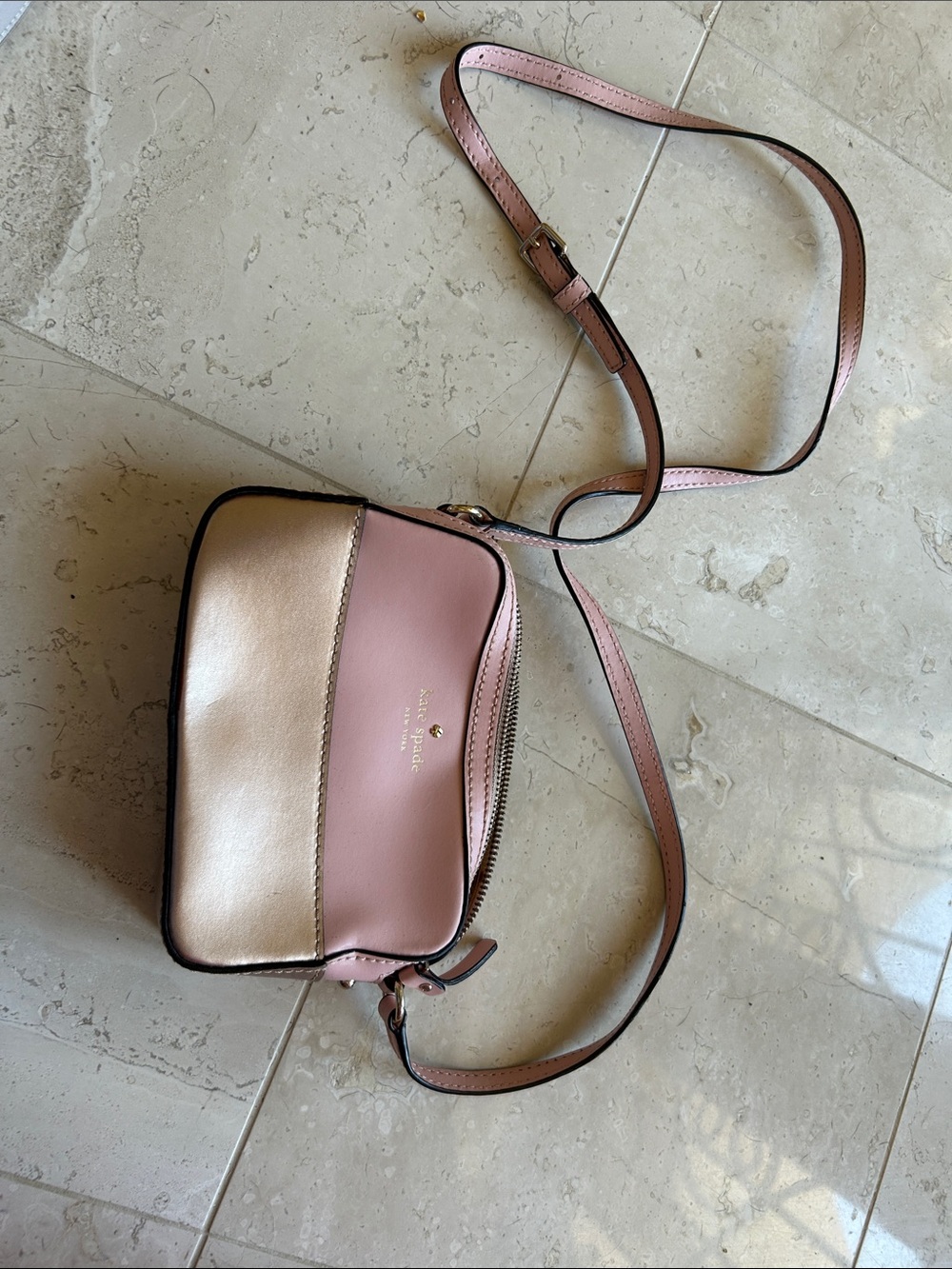 kate spade Pink and Cream Leather Crossbody Camera Bag